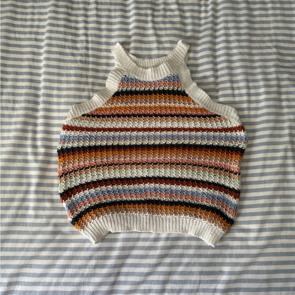 Marie Oliver Striped Knit Sleeveless Sweater